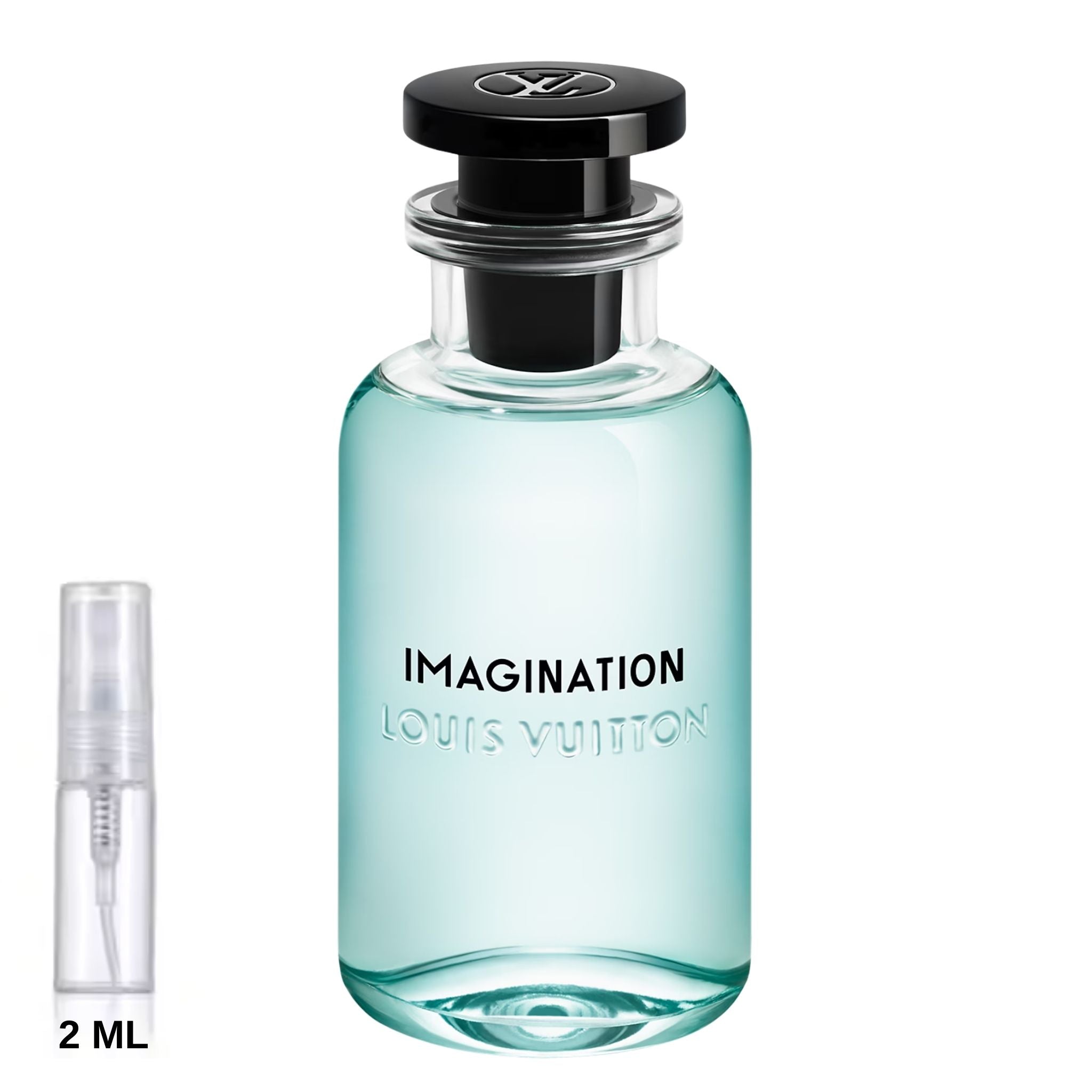Louis Vuitton Imagination perfume bottle, 2 ML size, featuring a modern citrus scent in a sleek design.